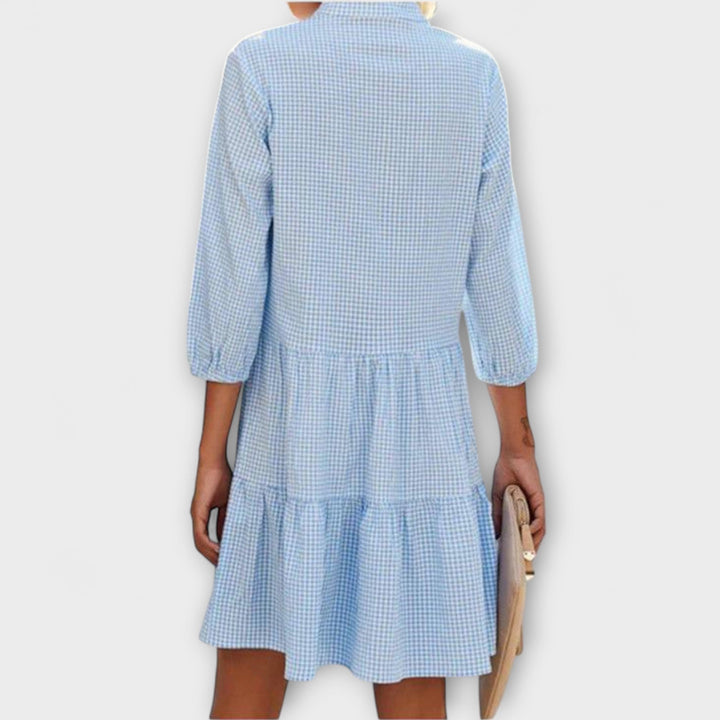 Emilia - Kostkovaná V-krční šaty